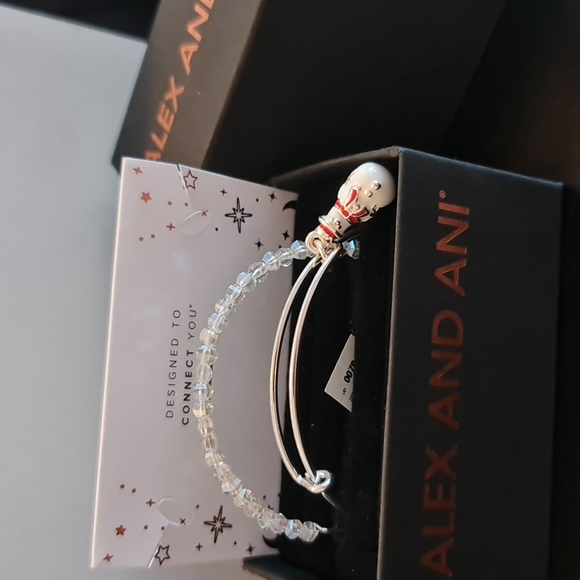 ALEX & ANI Snowman Charm Beaded Bangle Bracelet Set BRAND NEW IN BOX - Picture 1 of 7